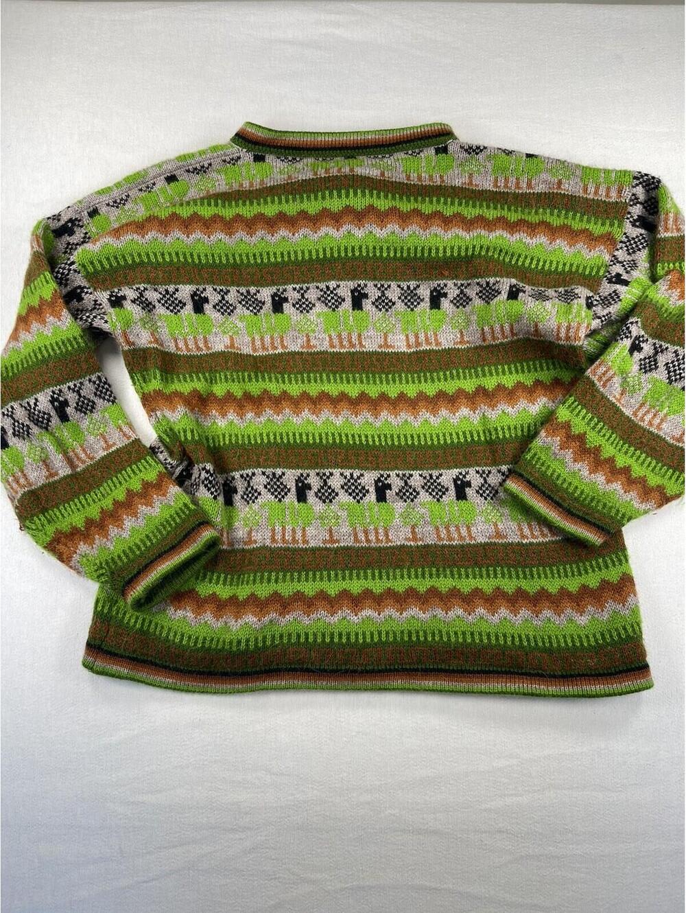 READ handmade Alpaca Zip Front Cardigan Women Sweater Llama Green Brown Ecuador - Picture 3 of 10